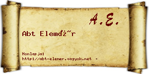 Abt Elemér névjegykártya